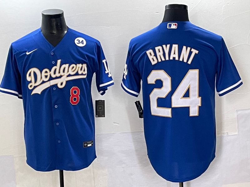 Men 2025 Los Angeles Dodgers 24 Bryant Blue gold Nike MLB Jersey style 7074
